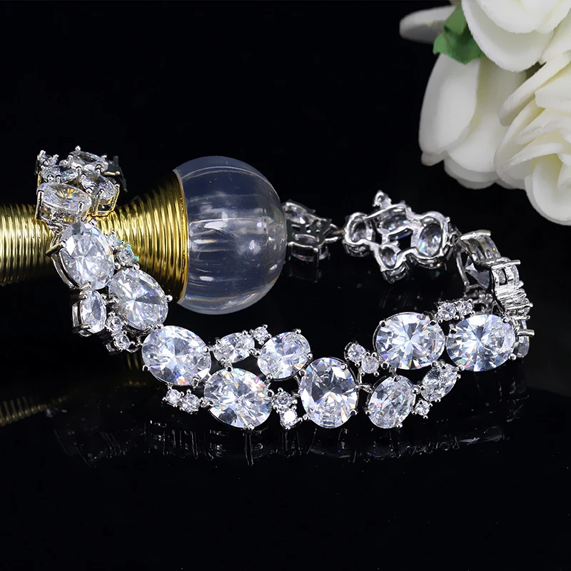 Pera сверкающие женские ювелирные изделия для помолвки серебряного цвета большие