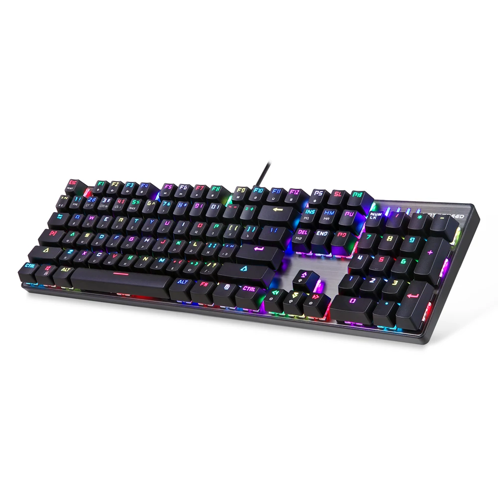 MOTOSPEED CK104 русская английская механическая клавиатура игровая клавиатура металлическая 104 клавиш Светодиодный проводной usb-клавиатура с подсветкой для компьютера
