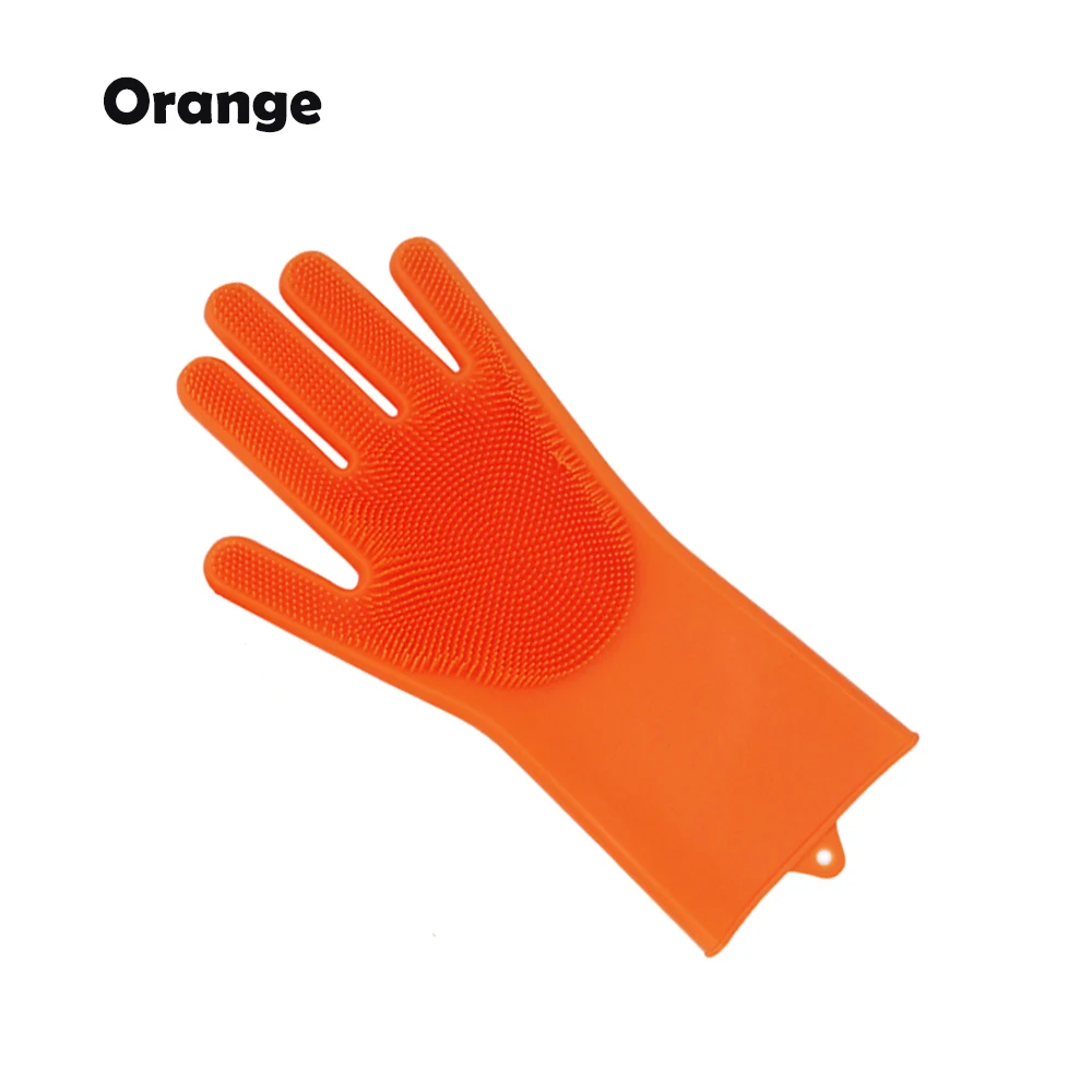 orange 1 шт. многофункциональный бытовой силиконовый очищающий скраб перчатки волшебное блюдо моющиеся перчатки кухня силиконовая Щетка блюдо моющиеся перчатки - Цвет: orange