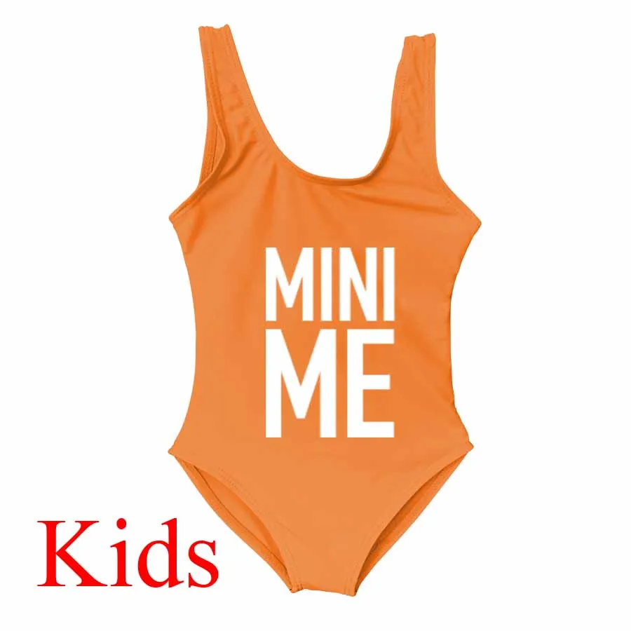 Kid Orange Новые Купальники для мамы и дочки; одинаковые комплекты одежды для семьи; бикини для мамы и дочки; слитный купальник - Цвет: Kid Orange