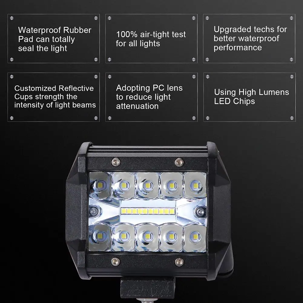 200W 4inch Car LED Work Light Bar Driving Lamp for Offroad Boat Tractor Truck 4x4 SUV ATV Fog Light 12V 24V Headlight Led Bar