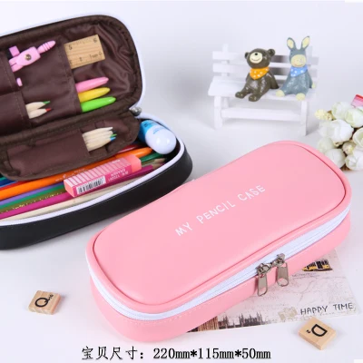 pink pencil case Простой чехол для карандашей, черный и белый, модная сумка для карандашей, для школы, для мальчика, рождественский подарок, чехол для девочки, ручка, органайзер, ластик, сумка - Цвет: pink pencil case