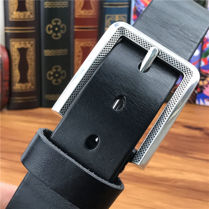 Качественный мужской ремень из натуральной кожи винтажный с пряжкой кожаный