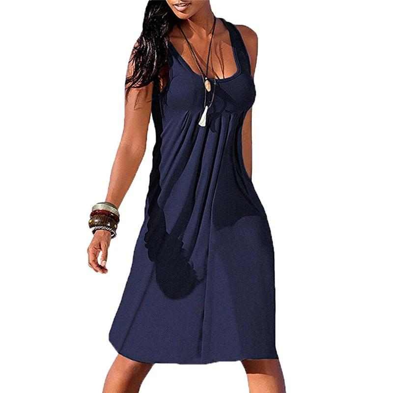 Платье женское повседневное черное синее красное без рукавов | Женская одежда