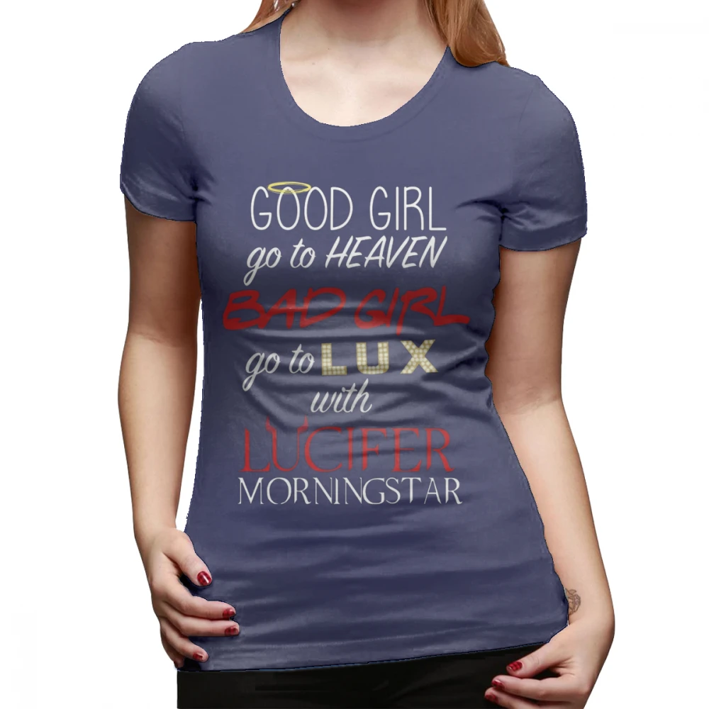 Lucifer футболка Go To Lux с Lucifer футболка с коротким рукавом размера плюс женская футболка белая Новая модная повседневная женская футболка - Цвет: Тёмно-синий