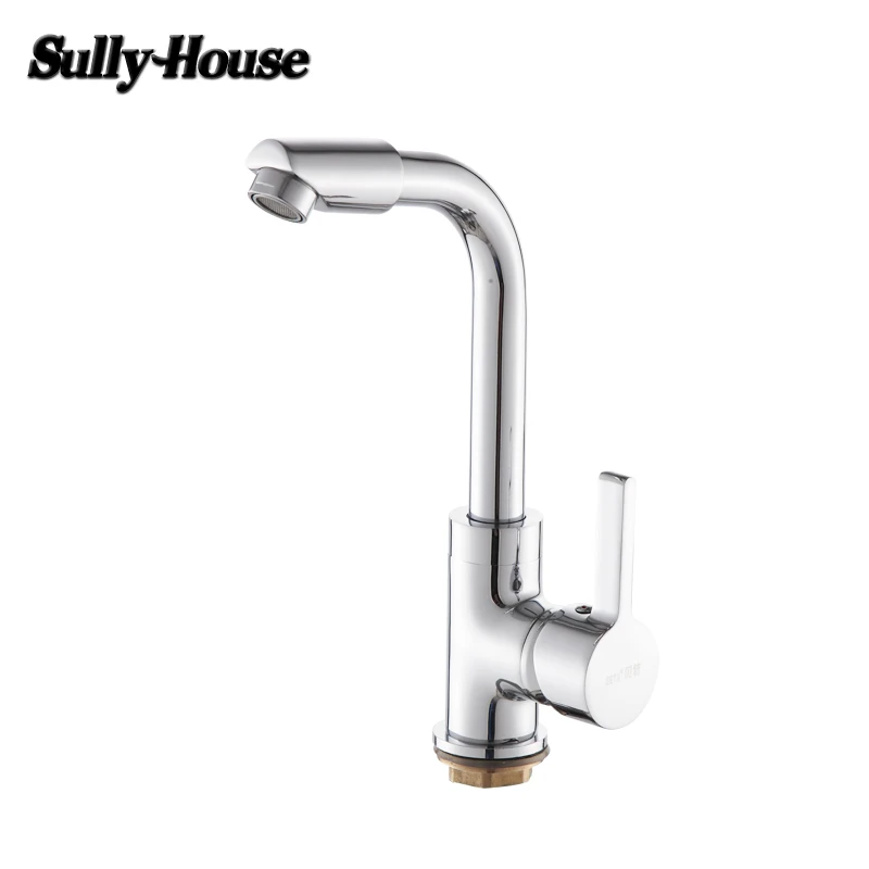 Sully House High-quality Brass Kitchen Sink Faucet Faucets Triangle valve Hoses Hot and Cold Water Single hole handle | Обустройство