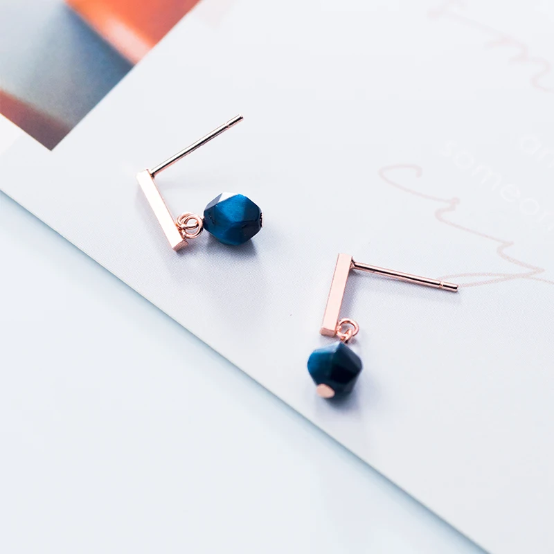 Женские серебряные сережки AROCH S925 в Корейском стиле виде тигрового глаза
