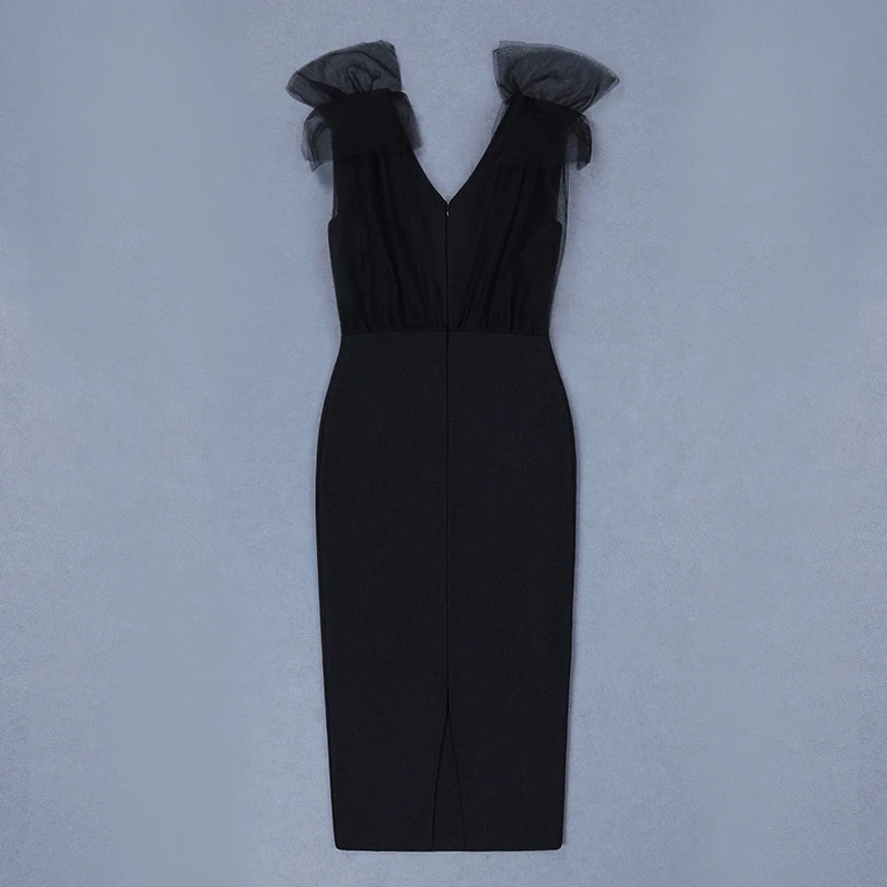 Летнее черное платье новинка 2019 модное Сетчатое облегающее без рукавов с