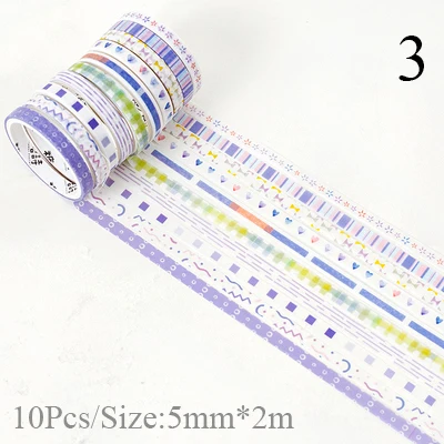 3 10 шт./кор. модный принт с блестками Фольга лента Washi DIY декоративный тонкая малярная лента для детей дневник в стиле Скрапбукинг декора Альбомы для фото - Цвет: 3