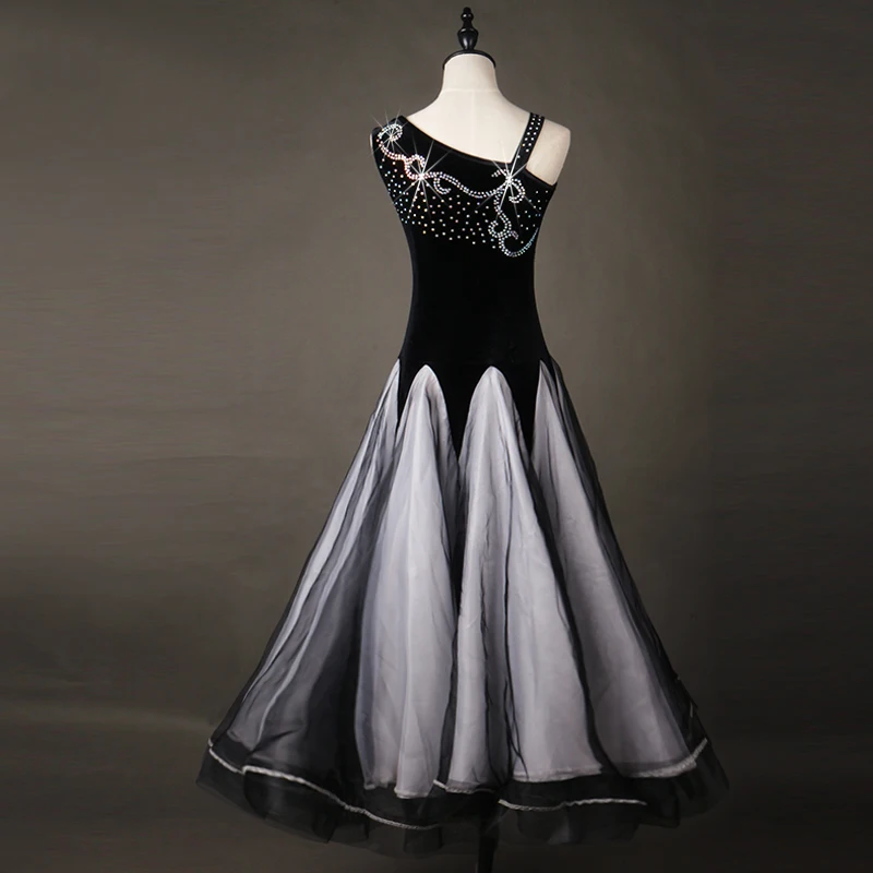 Черные платья для конкурса бальных танцев на заказ женская бальная танцевальная