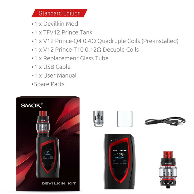 Испаритель SMOK Devilkin Kit 225 Вт вейп комплект электронной сигареты VS Mag 8 мл TFV12 Prince Tank