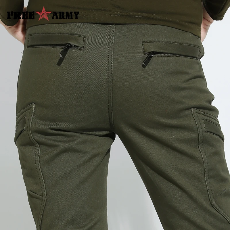 Зимние утолщенные флисовые хлопковые брюки женские модные бархатные военные