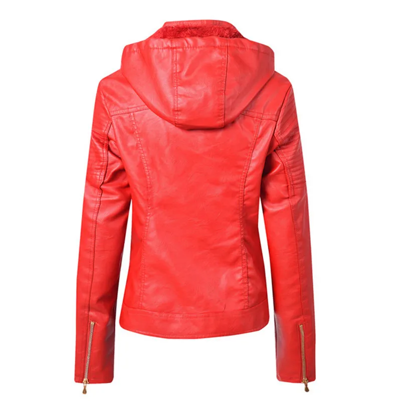Куртки из искусственной кожи женские большие размеры осенние и зимние кожаные