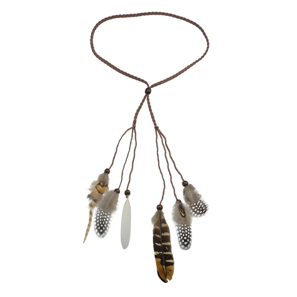 Повязка на голову с перьями в стиле бохо |