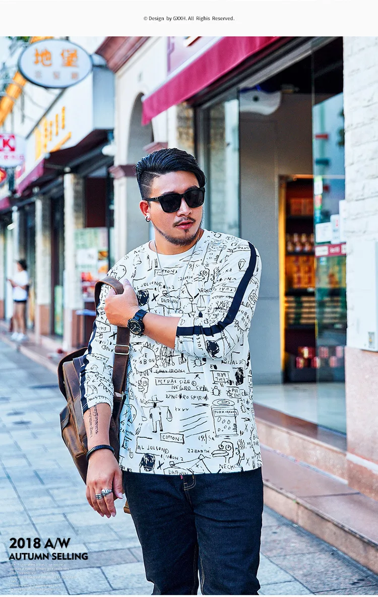 GXXH, осенняя новинка, Мужская трендовая Футболка, большой размер xxl, 5XL, 6XL, 7xl, стиль граффити, принт, Мужская футболка, больше размера d, футболка для больших и высоких мужчин