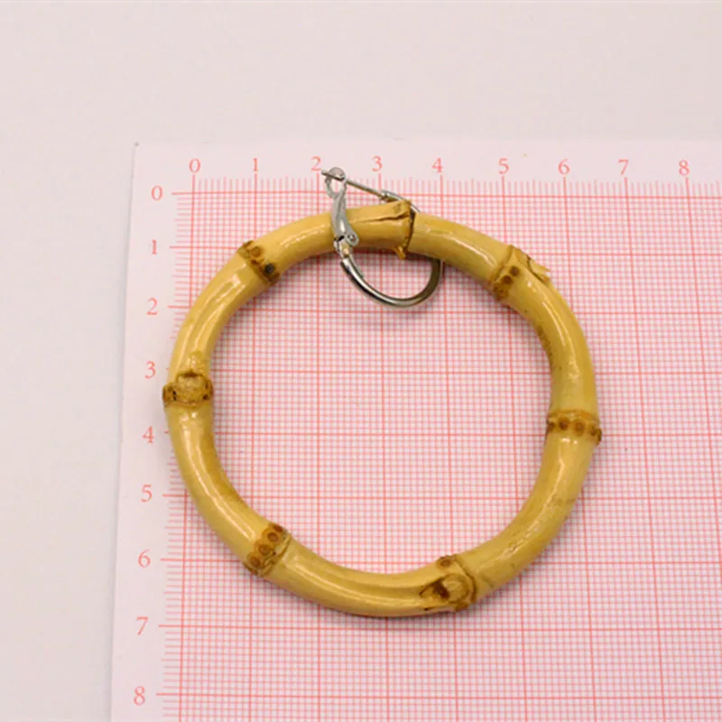 1 пара Европейский Изысканный Большой нерегулярный круглый Бамбук Серьги кольца