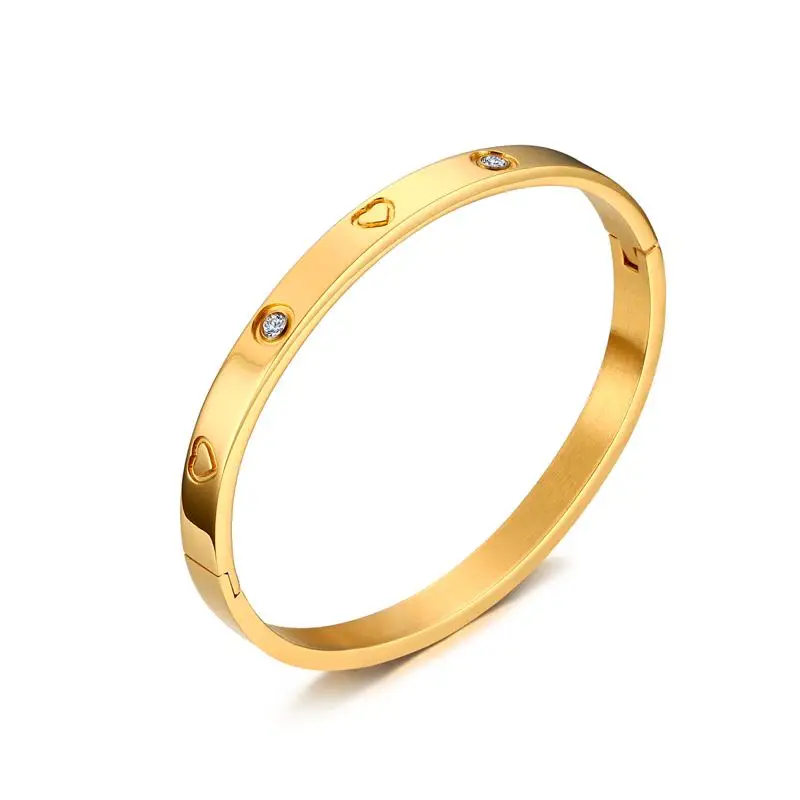 Uroru WQA Gold 6 мм нержавеющая сталь белый циркон Пряжка браслет Европейский