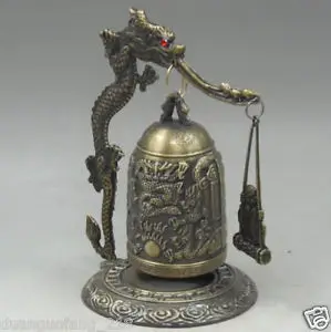 FREE SHIPPING SUPERB DECORATED HANDWORK-COPPER CARVED DRAGON wonderful bell STATUE Buddha Garden Decoration 100% Bronze | Дом и сад