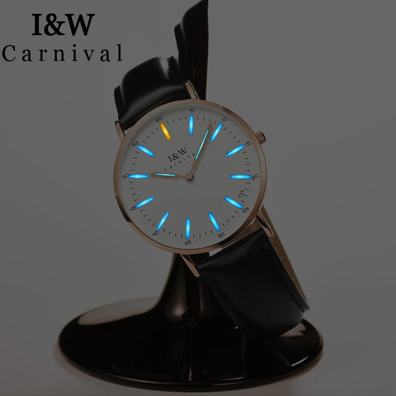 I& W T25 Тритий Светящиеся Часы для женщин карнавальные женские часы лучший бренд класса люкс водонепроницаемые ультра тонкие наручные часы relogio feminino