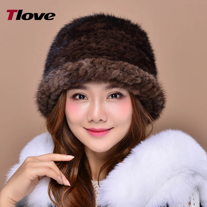 2018 Tlove новый шаблон Для женщин S норки Мех животных Панамы для Мода Шапки в