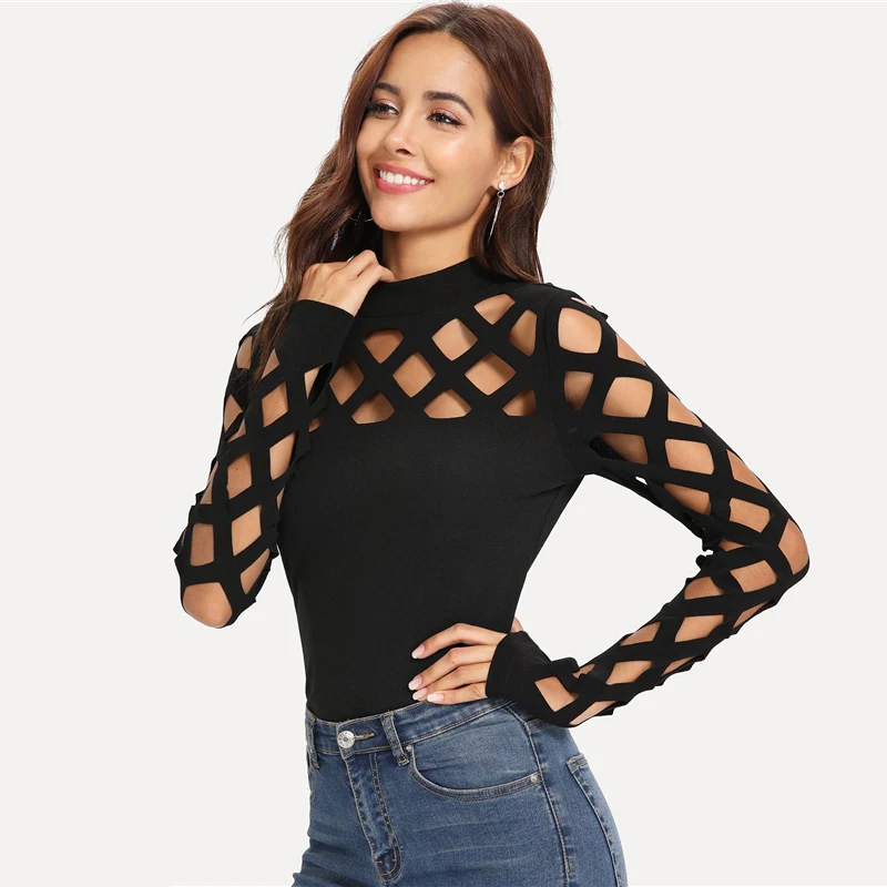 SHEIN, уличная одежда, вечерние, элегантные, сексуальные, рабочая одежда, квадратный вырез, на плечах, облегающая, осенняя, женская, офисная, женская футболка, Топ