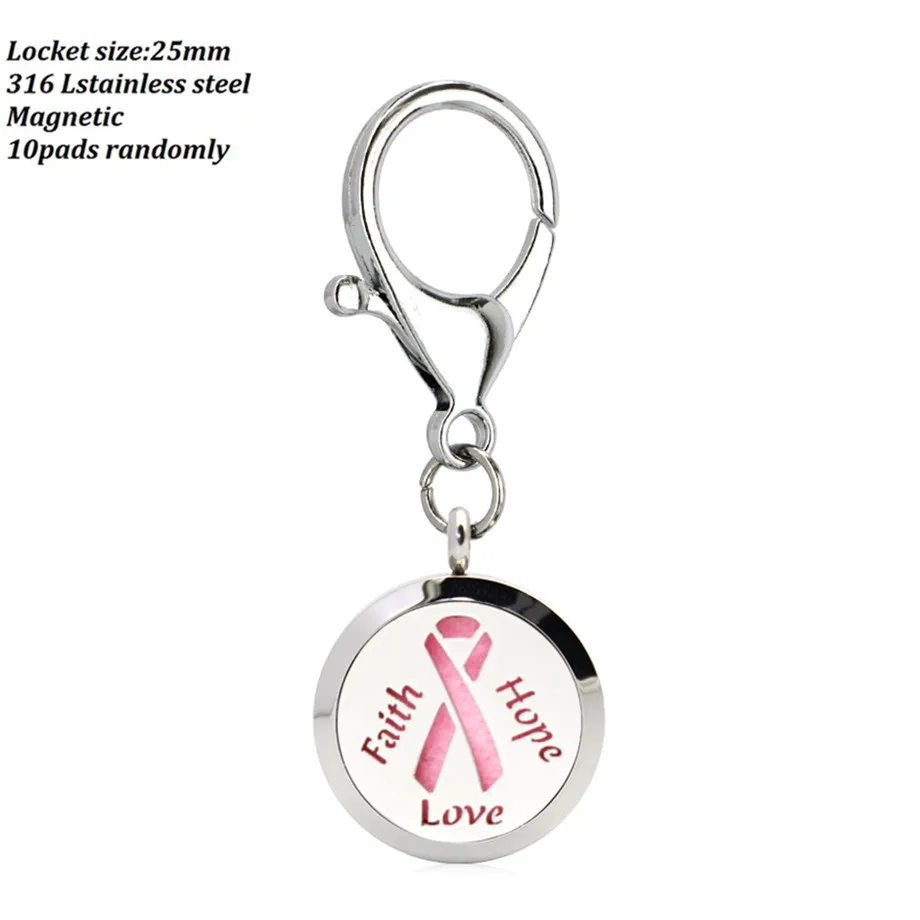 11 styles Key Chain 25mm Ribbon essential oil Locket Stainless Steel Perfume Diffuser chain with Heart shape Lobster clasp | Украшения и