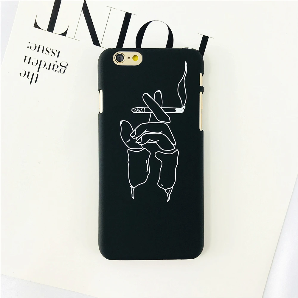 Cases For iPhone 6S 6 Simple Lines Fingers Smoke Character Face Patterned Phone IPhone Plus Hard Back Cover | Мобильные телефоны и