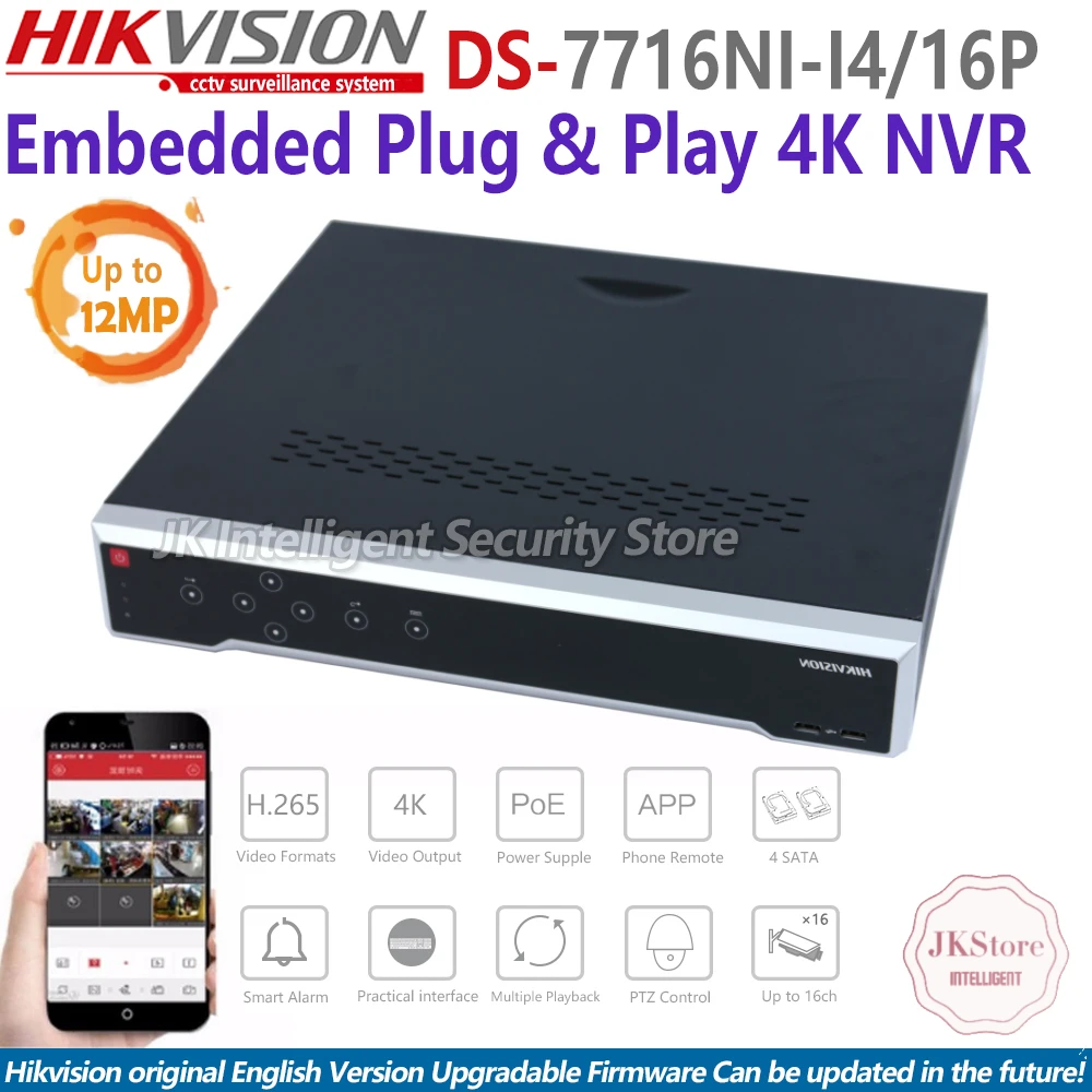 Hikvision бесплатная доставка в наличии ds-7716ni-i4/16 P 16ch NVR 4 sata сети видео Регистраторы