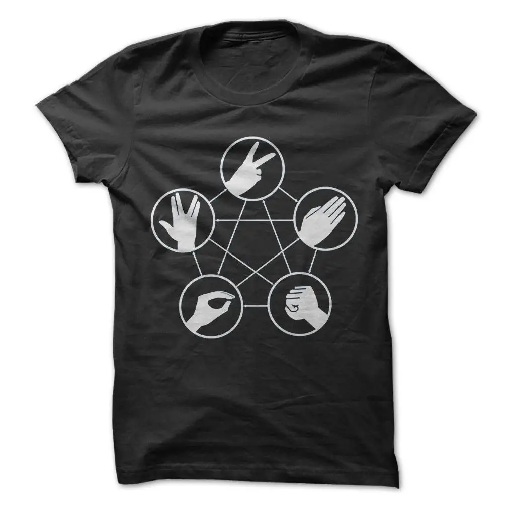 Free Shipping Rock Paper Scissors Lizard Spock - Funny T-Shirt 100% Cotton Big Bang Theory | Мужская одежда