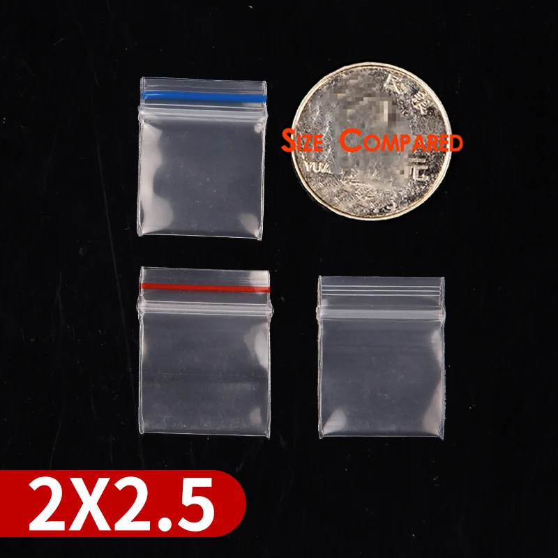 Blue Edge 2x2.5CM Красное голубое обрамление толстом каблуке прозрачные пакеты с застежкой zip-lock небольшой Пластик мешок с застежкой-молнией 100 шт. несколько Размеры Ziplock таблетки расфасованный по пакетам - Цвет: Blue Edge 2x2.5CM
