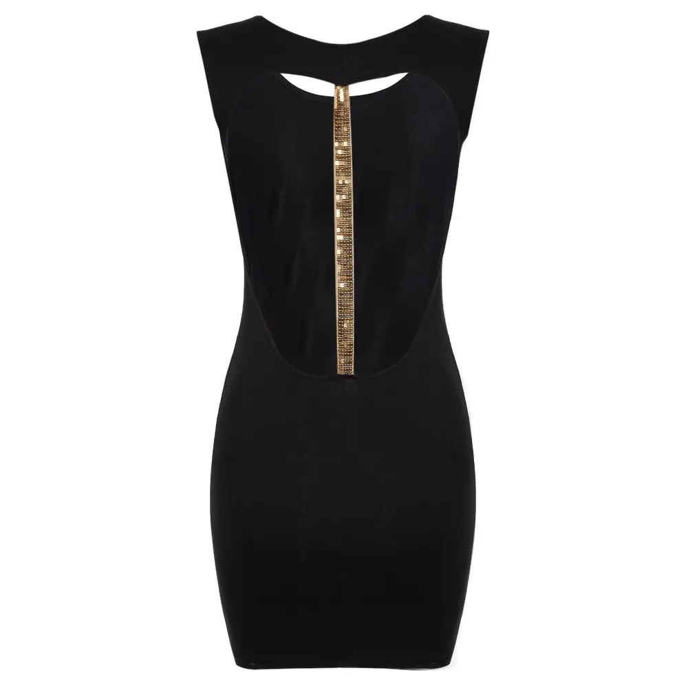 Женское летнее сексуальное платье с блестками без рукавов Клубное Открытое