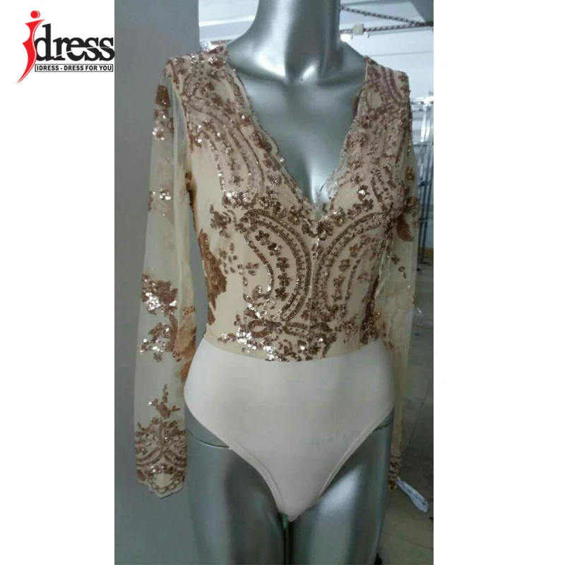 Женское боди с блестками IDress серое белое зеленое черное Золотое сексуальное V