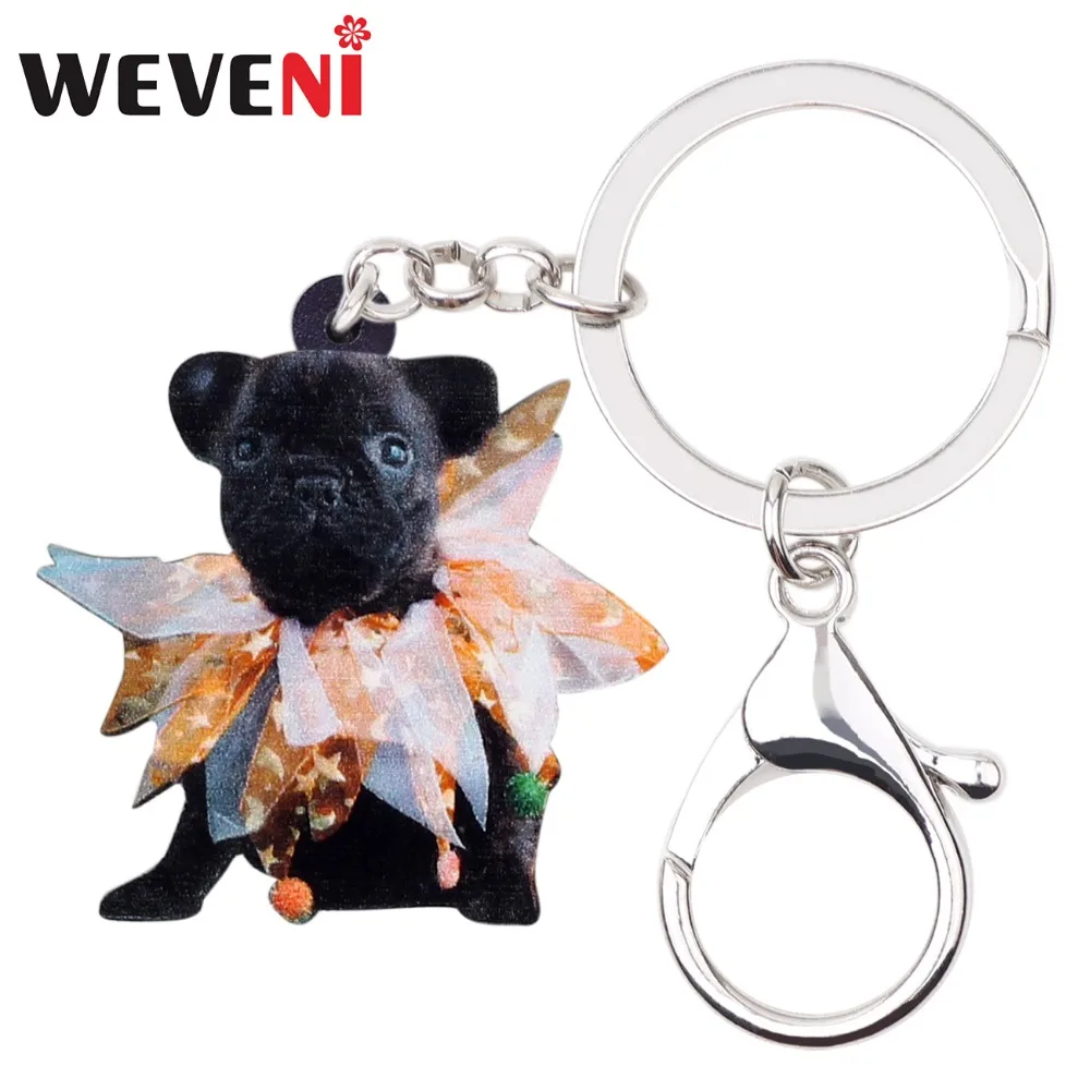 Брелок для ключей WEVENI акрил Хэллоуина французский бульдог мопс брелок Аниме