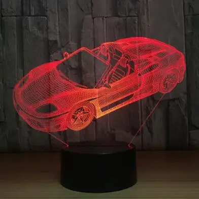 Car 4 Быстрая скорость спортивный автомобиль 3D ночник акриловая пластина 7 цветов меняющийся светодиодный настольный светильник 3D иллюзия лампы для мальчиков подарки - Испускаемый цвет: Car 4