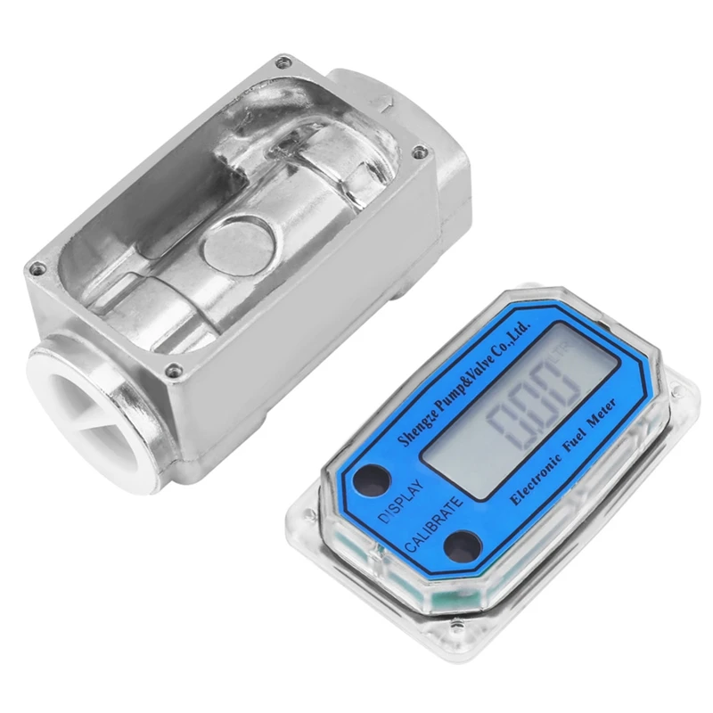 Lcd Digital Flow Meter Turbine Flowmeter Fuel 15-120L For Chemicals Water Sea Adjust Liquid | Инструменты