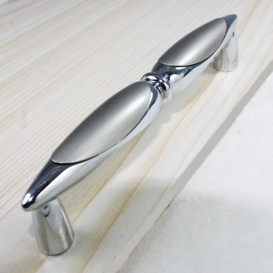 128 мм модные блестящие Серебристые ручки для дверей кухонного шкафа 5 дюймов