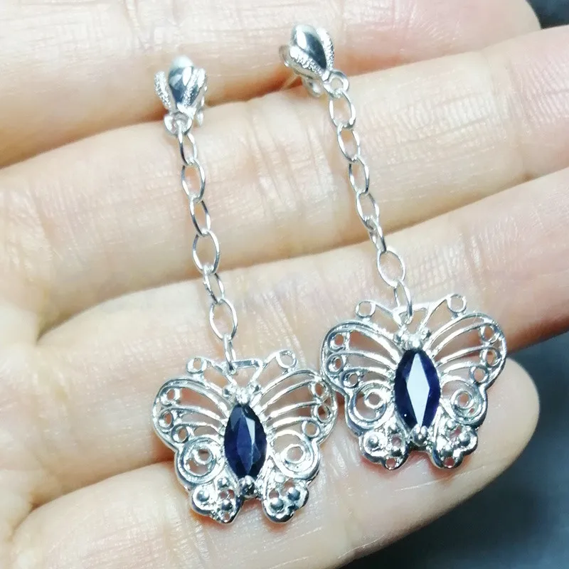 Натуральный сапфир бабочка ювелирный набор 0.75ct * 4 шт драгоценные камни 1 кольцо