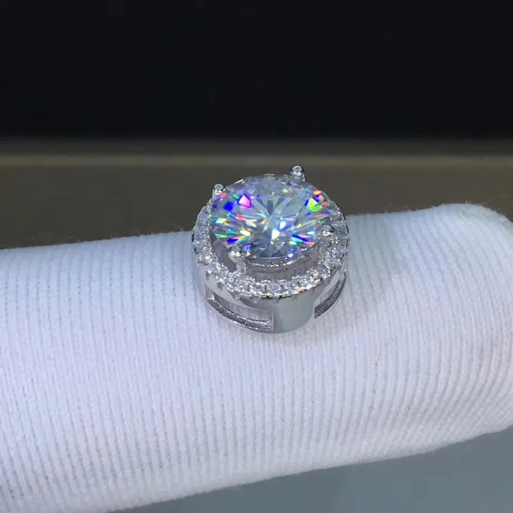 6,5 мм Муассанит S925 чистое серебро Платиновое Покрытие Подвески 1ct карат муассанит кулон ожерелье круглый D Цвет цепь
