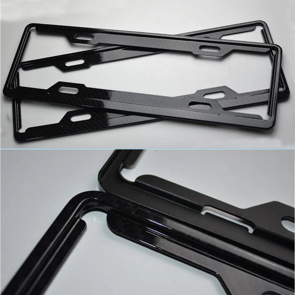 

two pcs Chinese size carbon fiber high reflective custom made universal front and rear license plate frame Tag Cover Holder