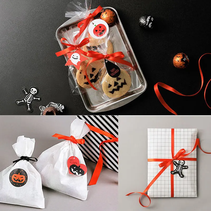 50 шт мультфильм череп летучая мышь бирки бумага Хэллоуин декоративные сладости