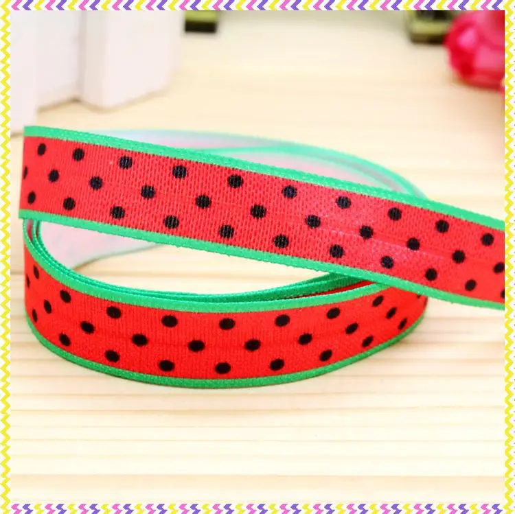 

5/8'' Free shipping Fold Elastic FOE watermelon printed headband headwear hairband diy decoration wholesale OEM P4245