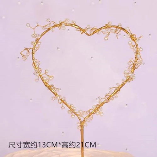 big heart Блестящие золотые звезды Радуга Сердце с жемчугом торт Топпер летний лебедь форма свадебный торт День рождения украшения - Цвет: big heart