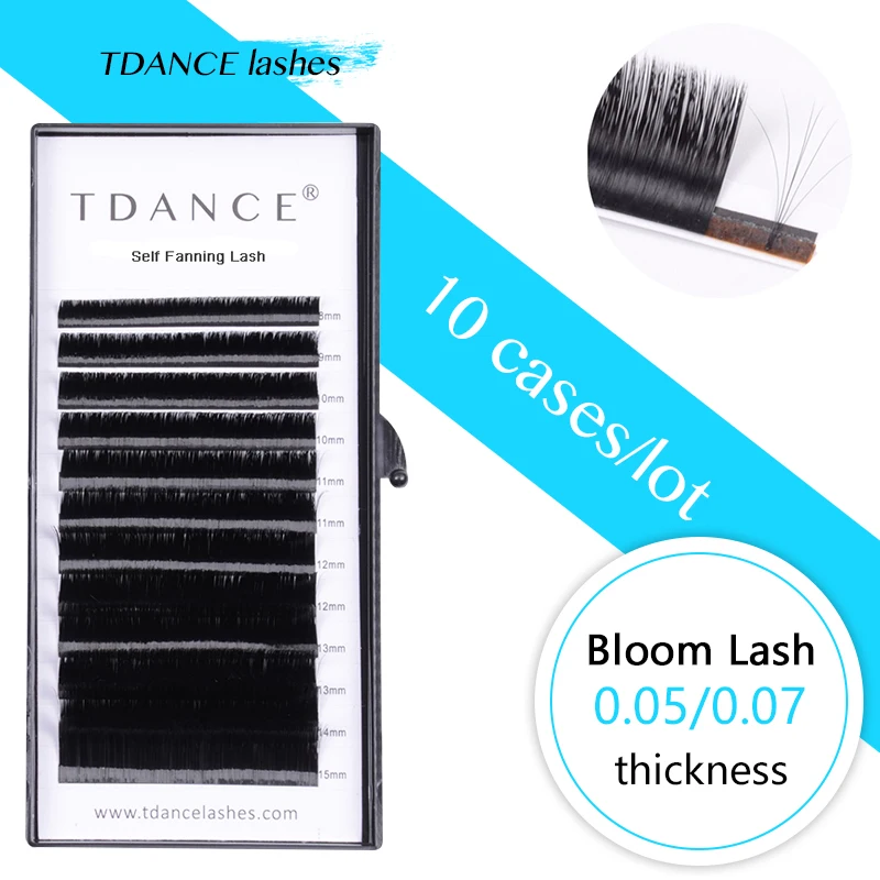 TDANCE 10 шт./лот быстрого Цветущий объем ресниц для наращивания self Раздувание Быстрый вентилятор Индивидуальные ресницы быстрого Цветущий ресниц