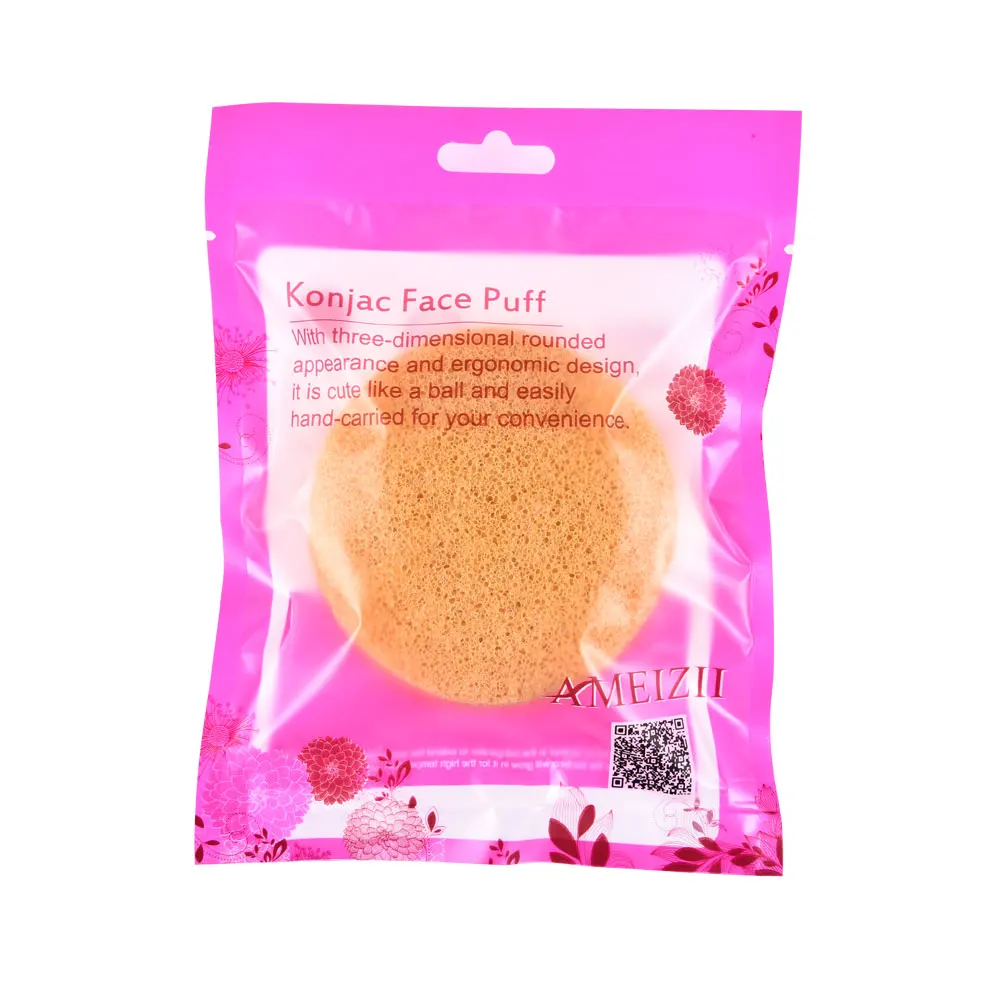 yellow with package AMEIZII косметический спонж-Конняку натуральный Конняку для лица Отшелушивающий моющий очищающий развевающийся спонж для ухода за кожей средство для очищения - Цвет: yellow with package