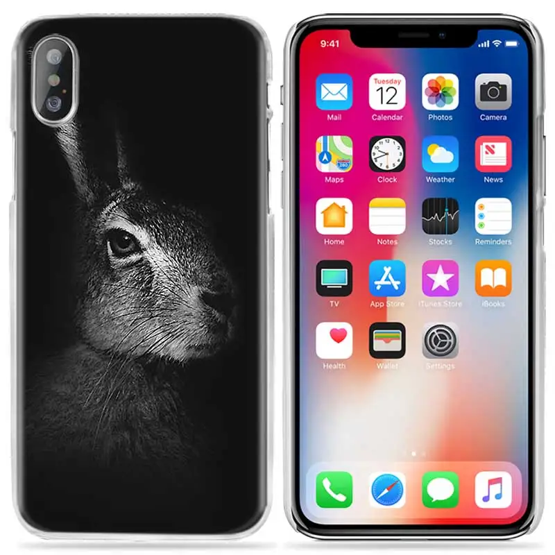 06 Чехол с изображением животных для iPhone XS Max XR X 10 7 7S 8 6 6S Plus 5S SE 5 4S 4 5C прозрачный жесткий 11 чехол для телефона милый белый кролики - Цвет: 06