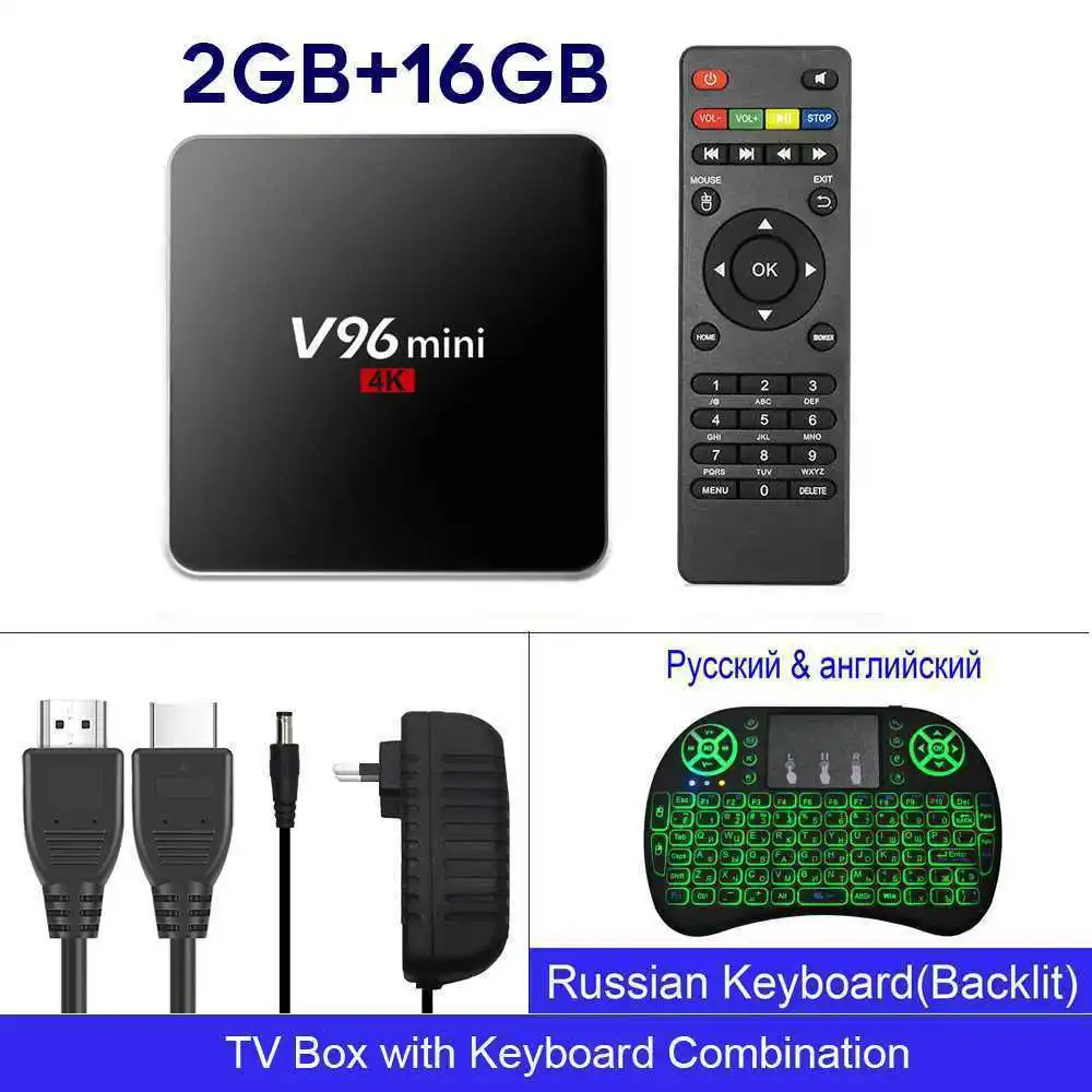 TV BOX-I8 RU V96 Мини Android 7,1 Smart tv Box 2 Гб 16 Гб IP tv BOX Allwinner H3 четырехъядерный H.265 4 K 1,5 ГГц WiFi медиаплеер приставка - Цвет: TV BOX-I8 RU