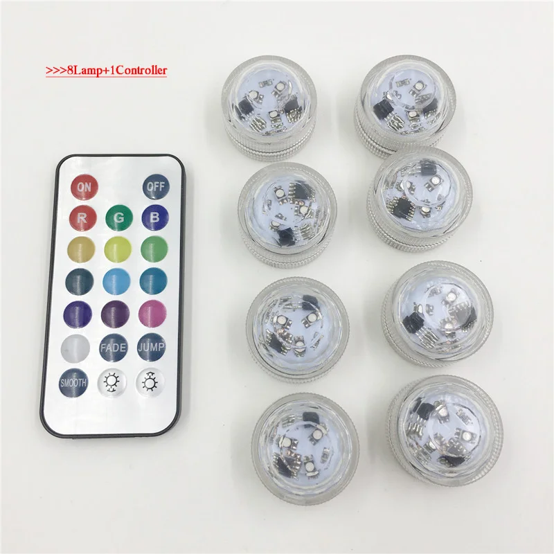 RGB Led многоцветный RGB+ пульт дистанционного управления погружной светильник IP68 подводный бассейн пруд светильник Открытый Декор Светильник ing лампа - Испускаемый цвет: 8Lamp 1Controller