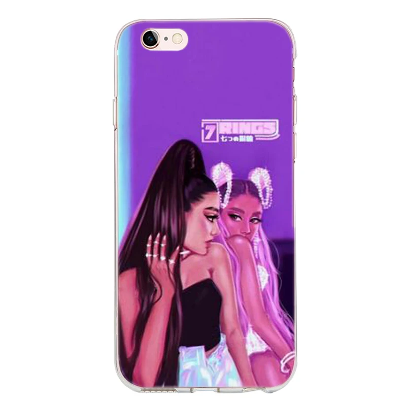 TPU 7 колец Ariana Grande Girl Силиконовый чехол funda для iPhone 6 6S 7 8 Plus 5 5S SE x XS Max XR Бог-женщина милый чехол для телефона - Цвет: TPU