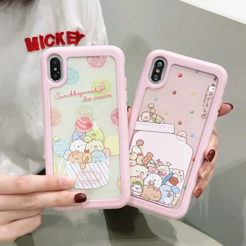 Для iphone 11 pro Max 6s 7 8 plus X Xs Max XR чехлы для телефонов с милым японским мультипликационным принтом рельефная акриловая задняя крышка защита от падения рукав