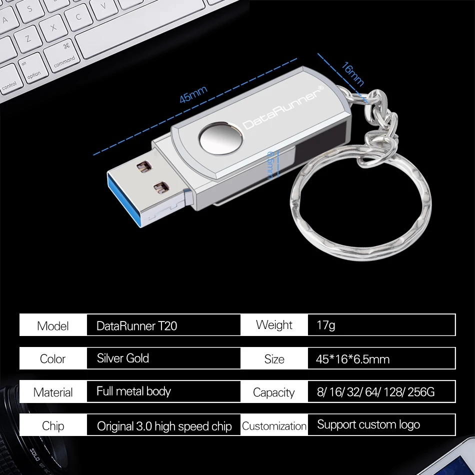 Новый Usb флеш накопитель DataRunner ручка с кольцом для ключей 32 ГБ 64 флешка 128 256